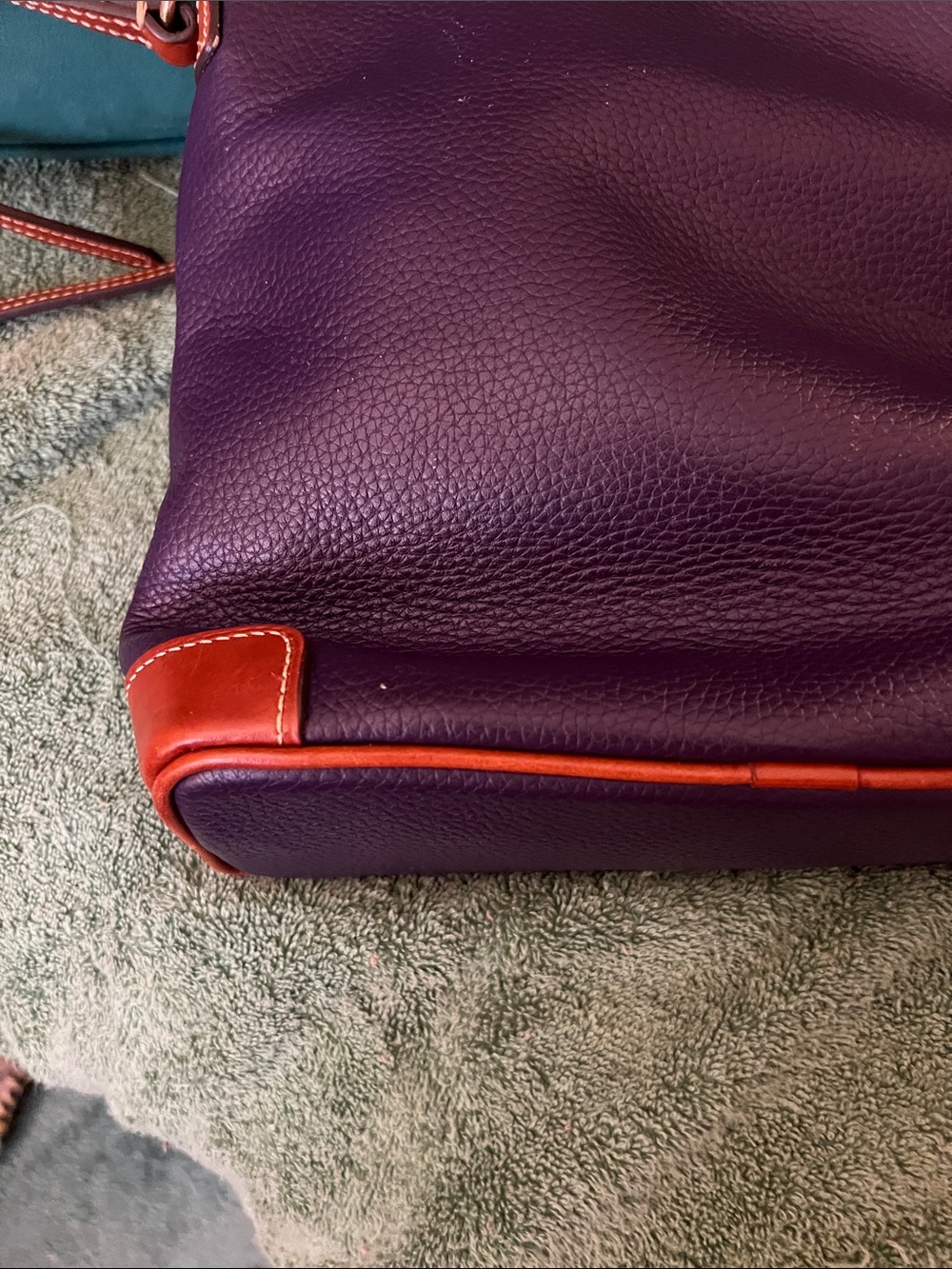 Dooney & Bourke Purple Leather Crossbody with Orange Trim - Picture 5 of 10